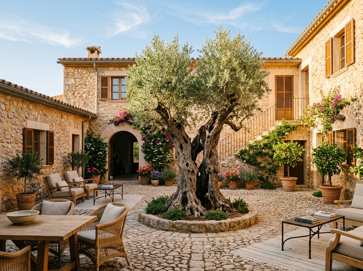 Mediterranean Estate Mallorca with historic hollow olive tree